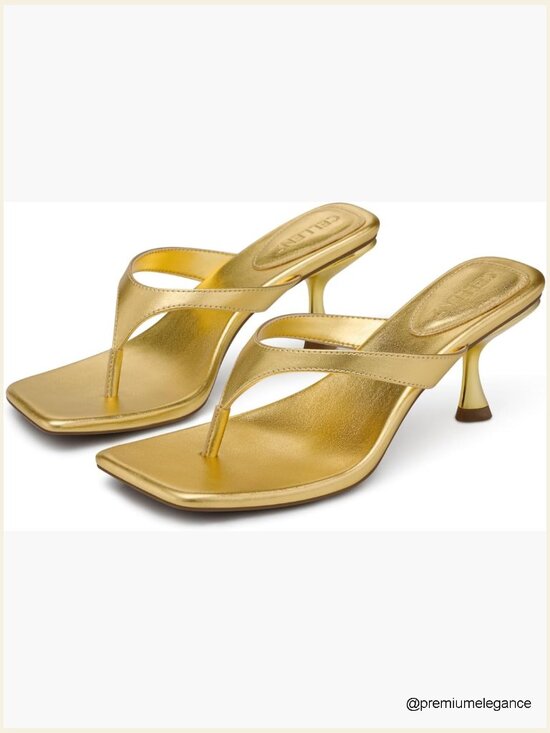 Shoes - Women's Heeled Flip Flop Thong Sandals, 2.5" Kitten Heel Square Toe Dressy